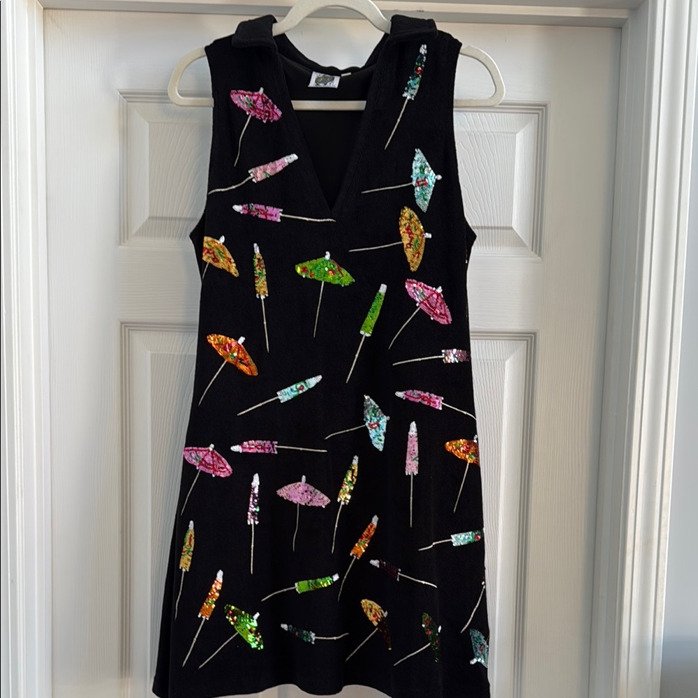 QUEEN OF SPARKLES Pink and black Sheath terry cloth Mini Dress
